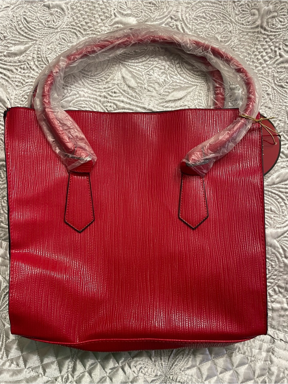 Red Tote Bag - Women's Structured Shoulder Bag